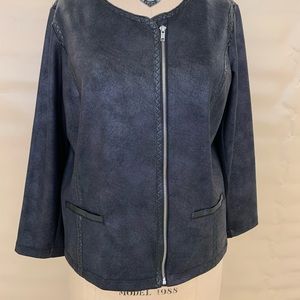 Style & Co. Womens 2X black faux suede leather zipped jacket